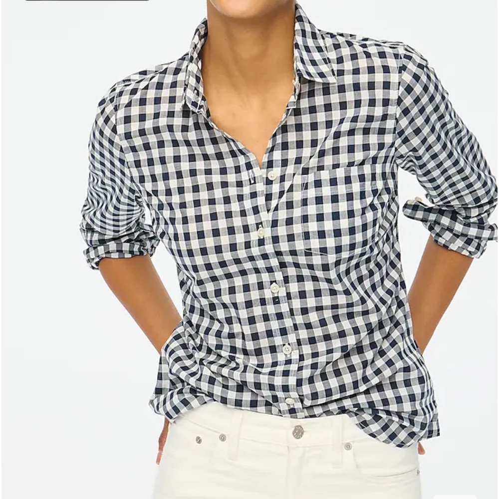 J Crew Navy/White Gingham Women’s Shirt